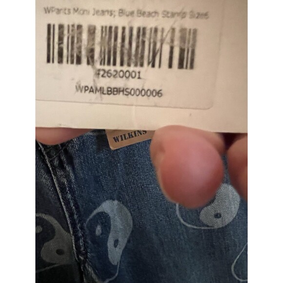 Ghanda Jeans Size 6 Ying Yang Beach Stamp Blue Wide Leg - Picture 13 of 16